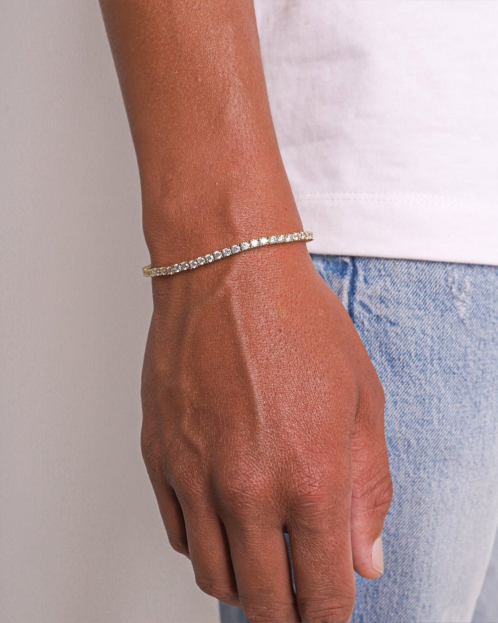 BRACCIALE TENNIS CRYSTAL 3MM - ORO 18 CARATI