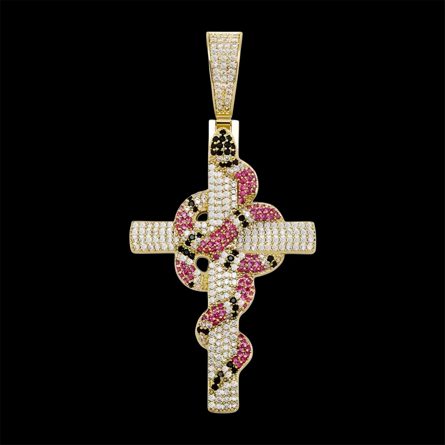 Pendente Croce Big Snake - Oro 18 Carati