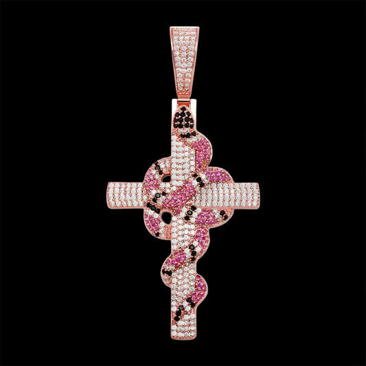 Pendente Croce Big Snake - Oro 18 Carati
