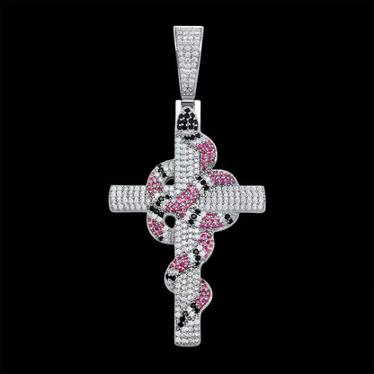 Pendente Croce Big Snake - Oro 18 Carati