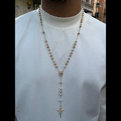 ROSARIO SFERE SFACCETTATO 4MM - ORO 18 CARATI