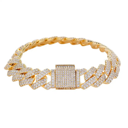 Bracciale Cuban Diamond 13mm - Oro 18K