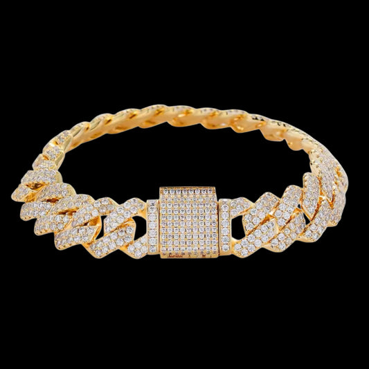 BRACCIALE CUBAN DIAMOND 13MM - ORO 18 CARATI