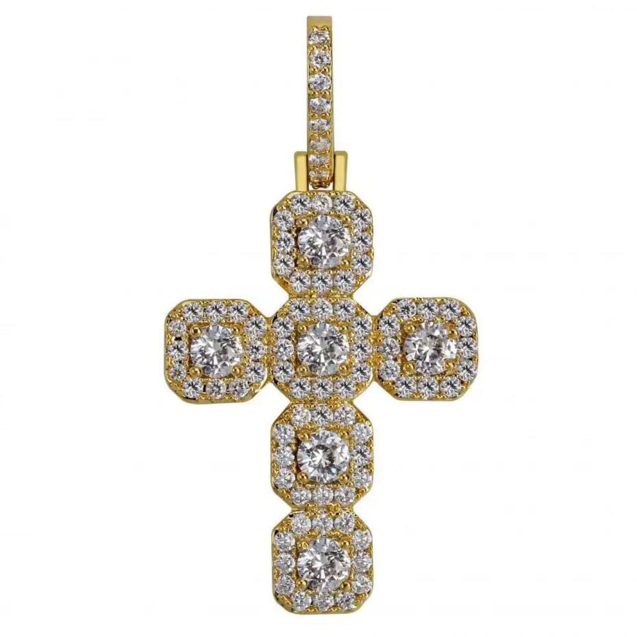 Pendente Croce Clustered - Oro 18K